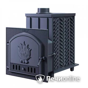 Дровяная банная печь Гефест ЗК-40 (М) чугунная дверца закрытая каменка в Хабаровске